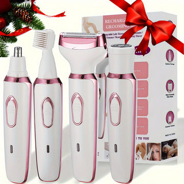 4-in-1 Damenrasierer Set – USB Ladbar & Sanft für Intimbereich, Gesicht & Beine