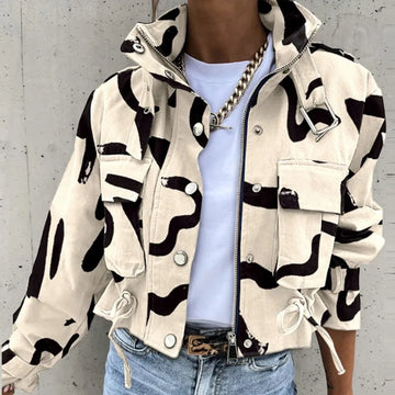 Damen Übergangsjacke – Eleganter Slim Fit Mantel mit Rundhalsausschnitt, Knopfverschluss & Taschen | Streetwear für Herbst & Winter