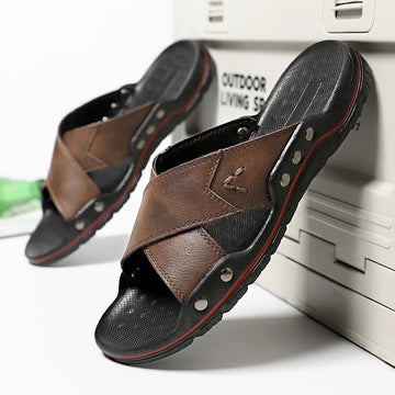 Herren-Ledersandalen (Slipper-Stil)