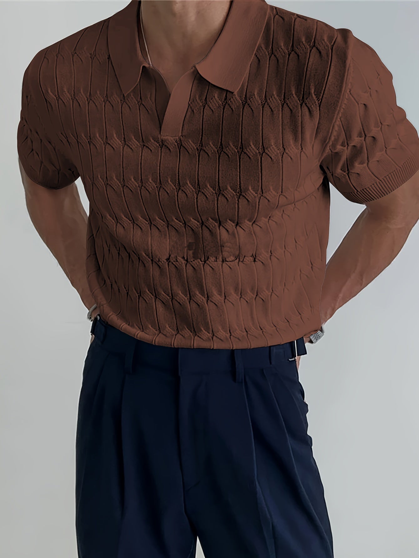 Klassischer Herrenstrick – Atmungsaktives Poloshirt mit Kragen