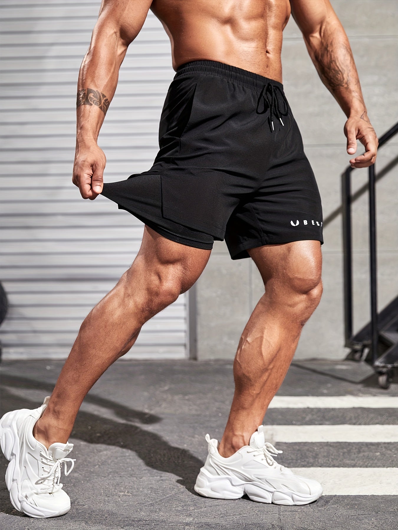 Doppellagige Herren Sport Shorts – Mit Kordel für Outdoor Aktivitäten
