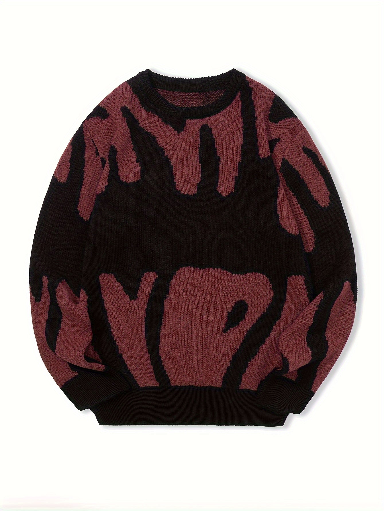 Knit Sweater Herren – K-Pop Style Pulli mit Print & Rundhals