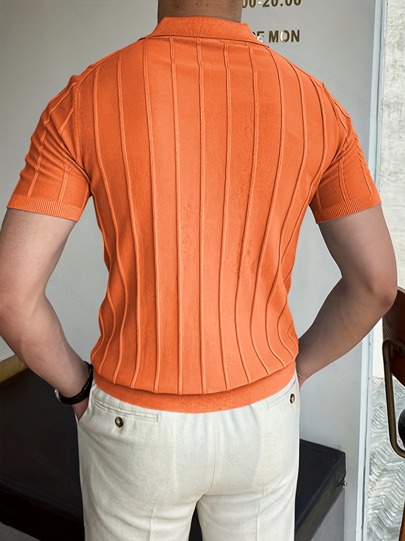 Herren V-Ausschnitt Pullover – Sommerlich, Gestreift & Stretch