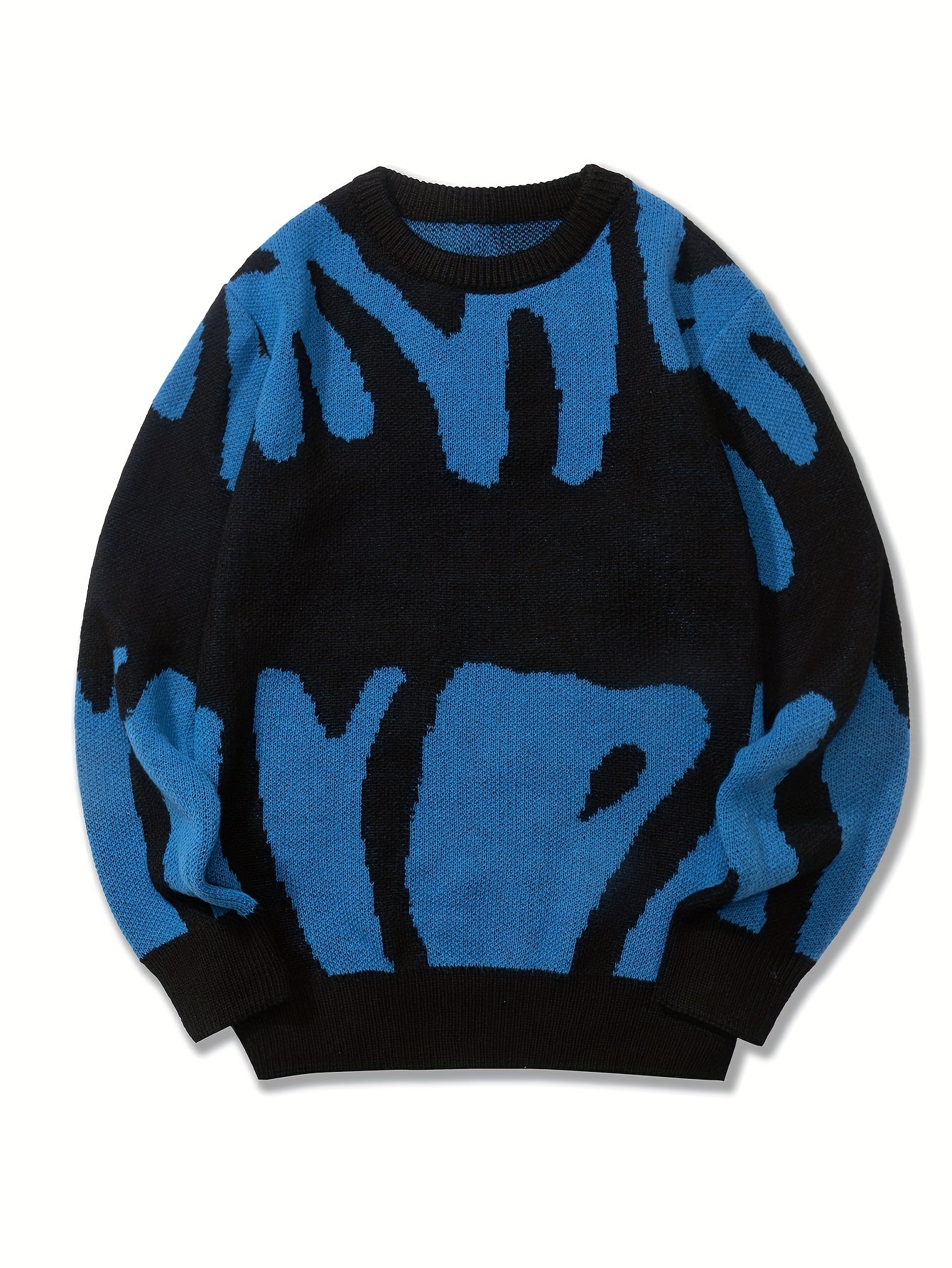 Knit Sweater Herren – K-Pop Style Pulli mit Print & Rundhals