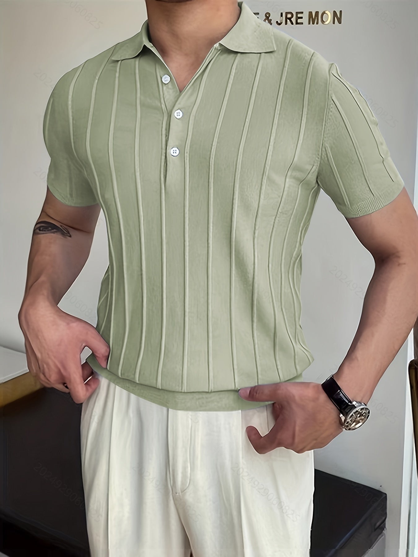 Herren V-Ausschnitt Pullover – Sommerlich, Gestreift & Stretch
