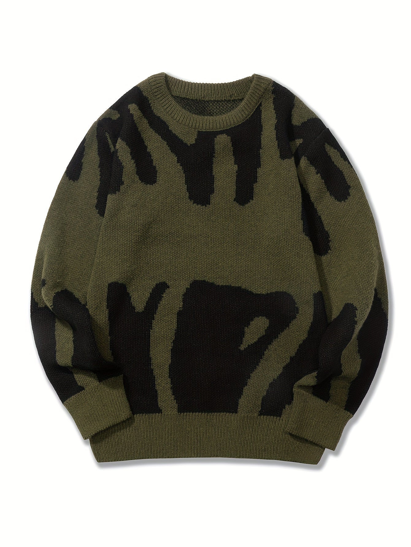 Knit Sweater Herren – K-Pop Style Pulli mit Print & Rundhals