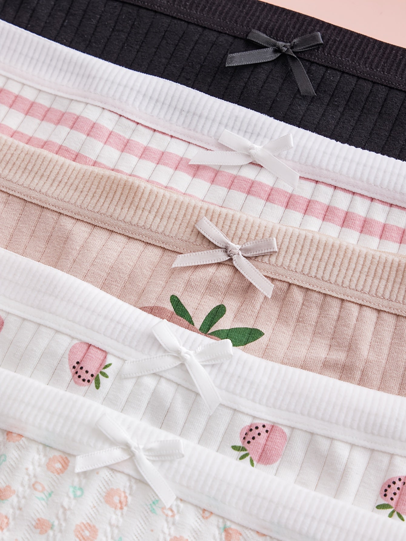 5er Pack Süße Damen-Tangas – Weich, Dehnbar & Mit Erdbeer-Print