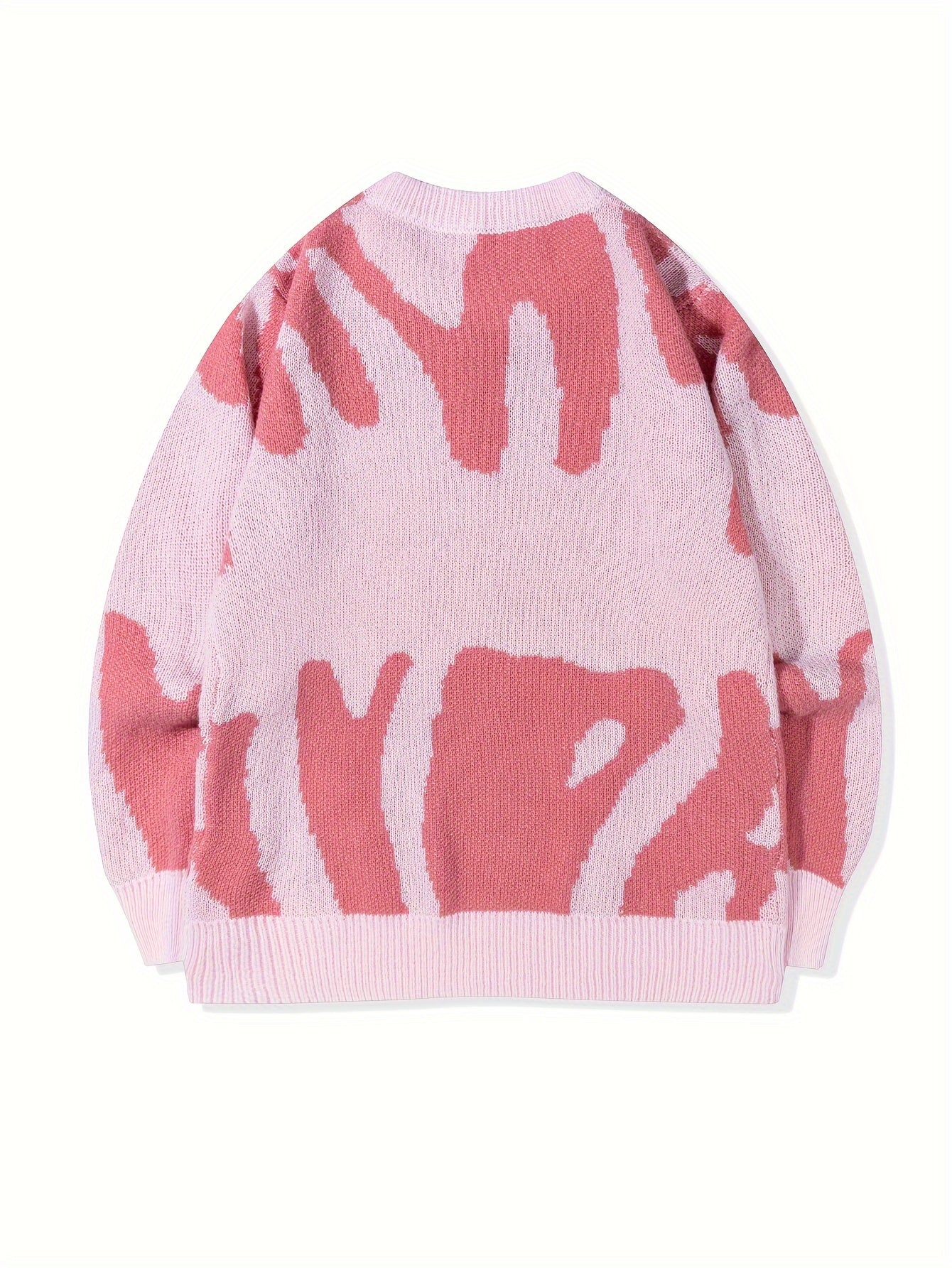 Knit Sweater Herren – K-Pop Style Pulli mit Print & Rundhals