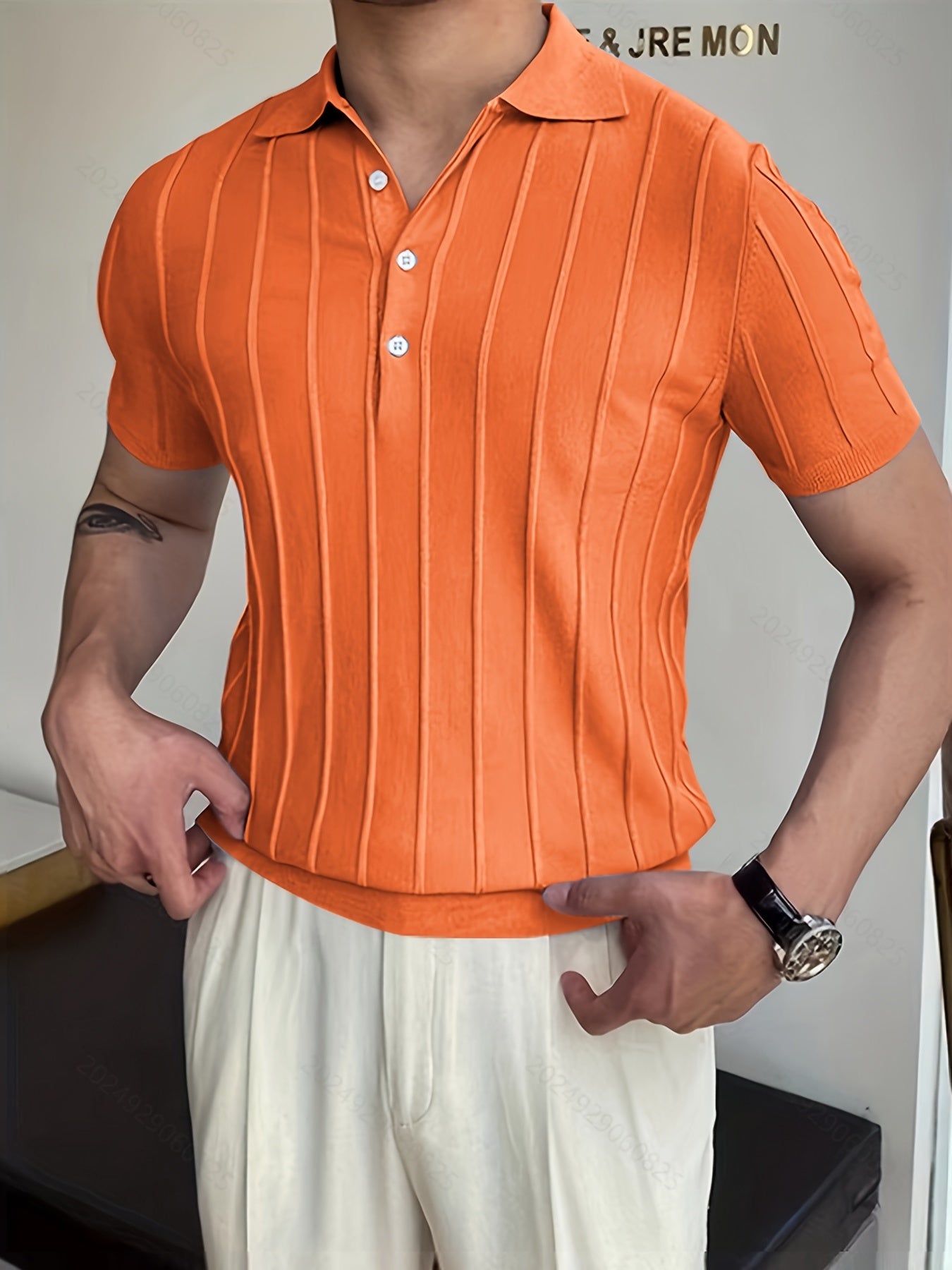 Herren V-Ausschnitt Pullover – Sommerlich, Gestreift & Stretch