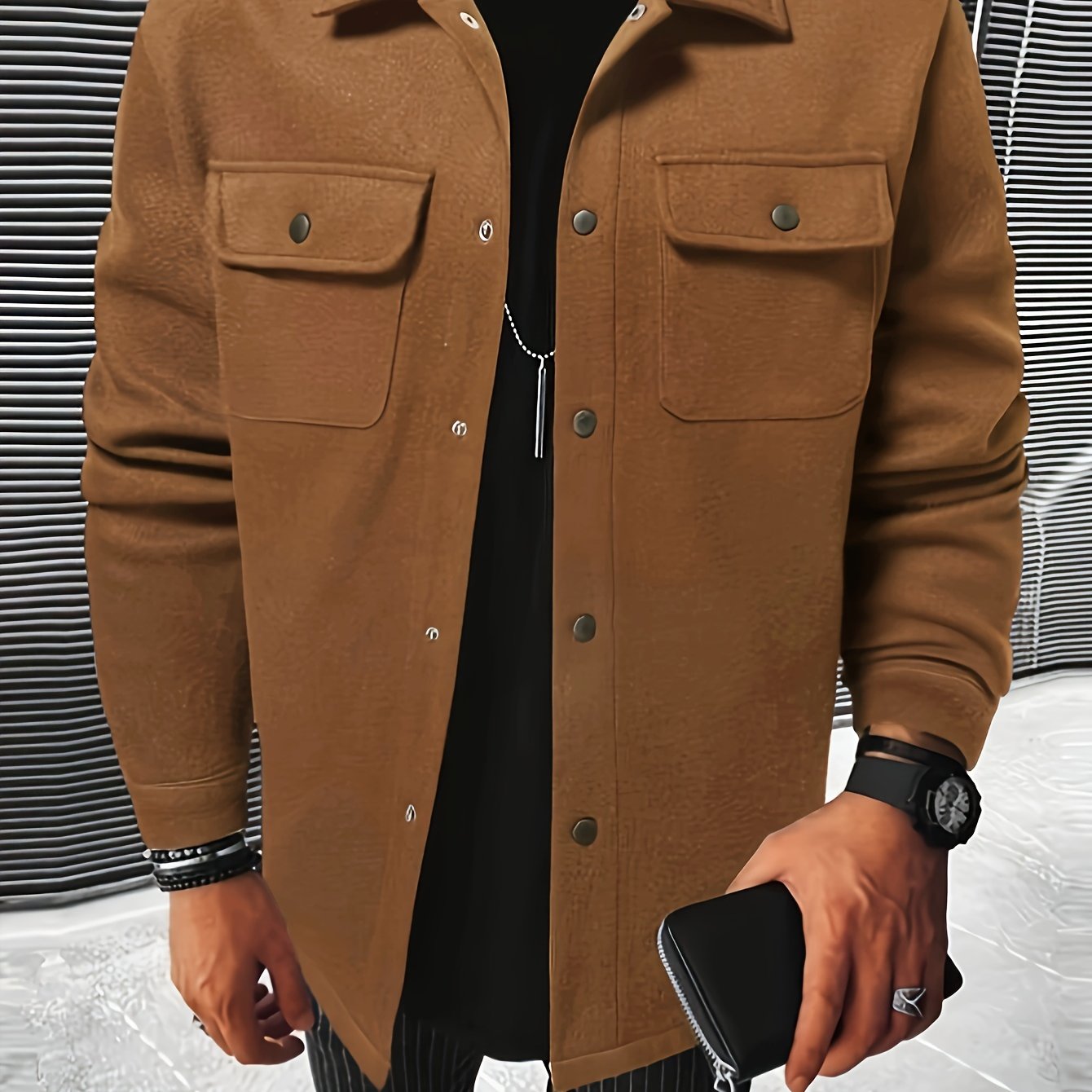 Herren Übergangsjacke – Mit Knöpfen & Taschen, Frühling/Herbst Look
