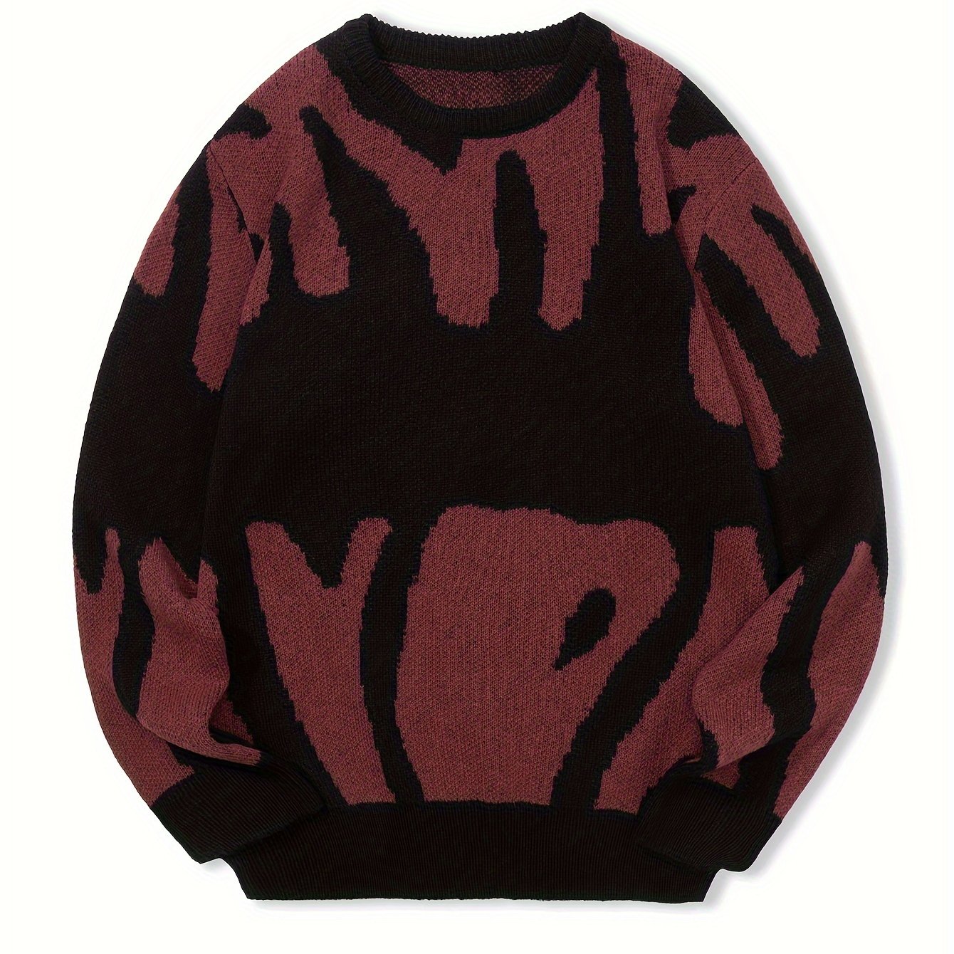 Knit Sweater Herren – K-Pop Style Pulli mit Print & Rundhals
