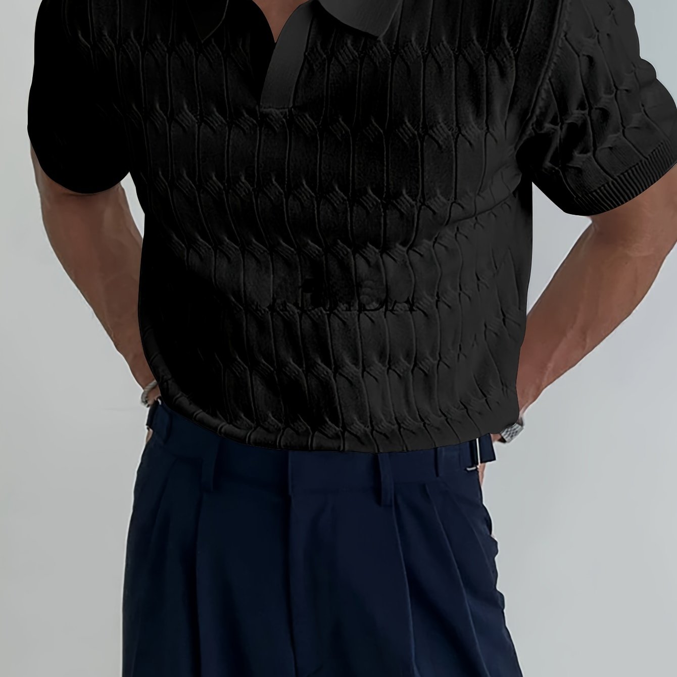 Klassischer Herrenstrick – Atmungsaktives Poloshirt mit Kragen