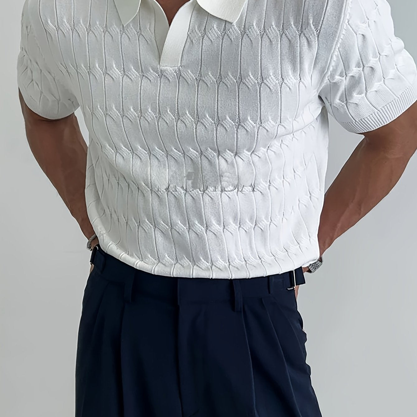 Klassischer Herrenstrick – Atmungsaktives Poloshirt mit Kragen