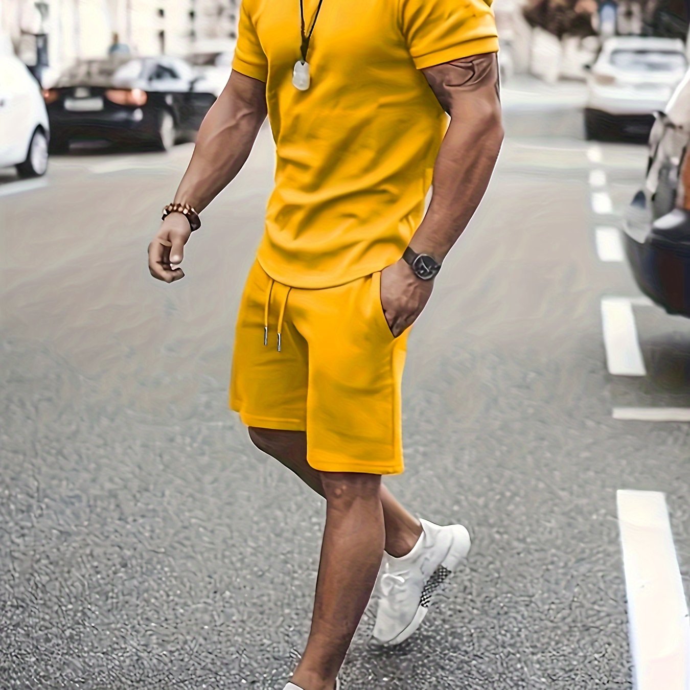 2-Teiler Sommeroutfit Herren – Muskelshirt & Shorts im Sportlichen Look