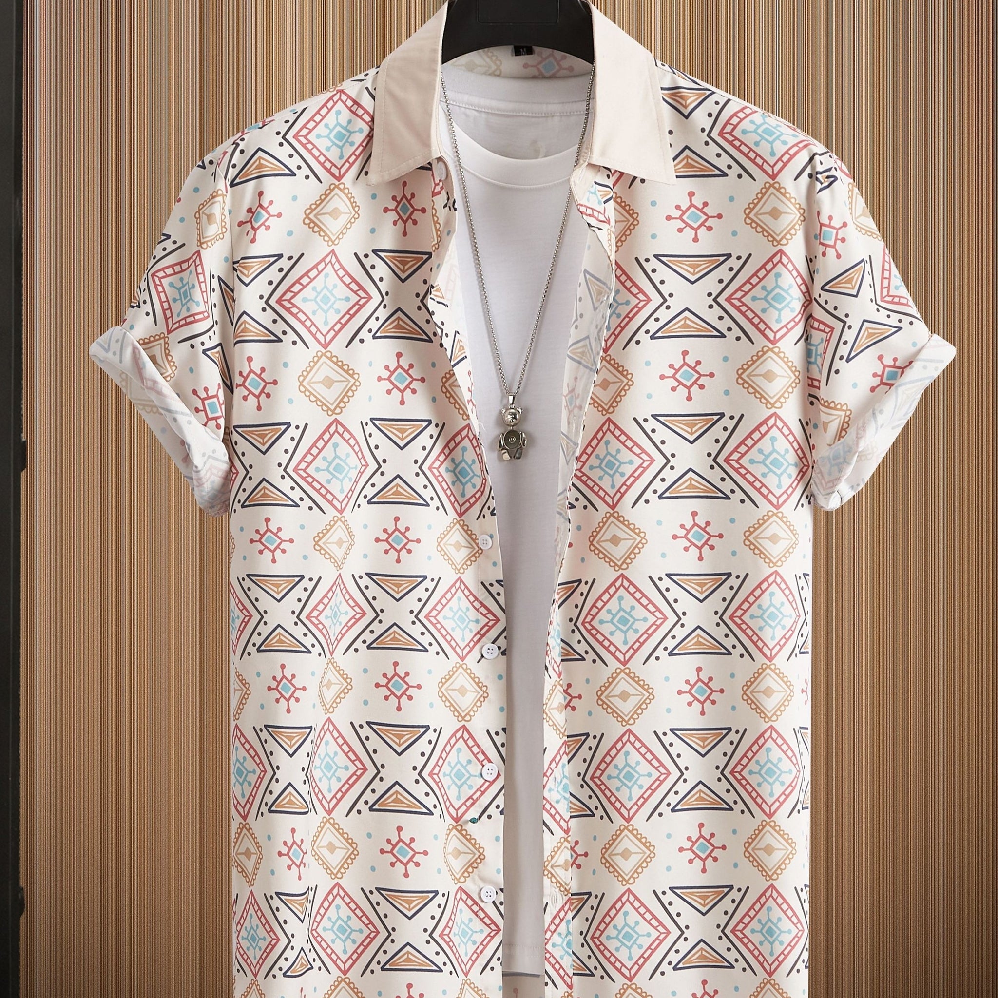 Retro Herrenhemd – Boho Stil Kurzarm für Sommerurlaub