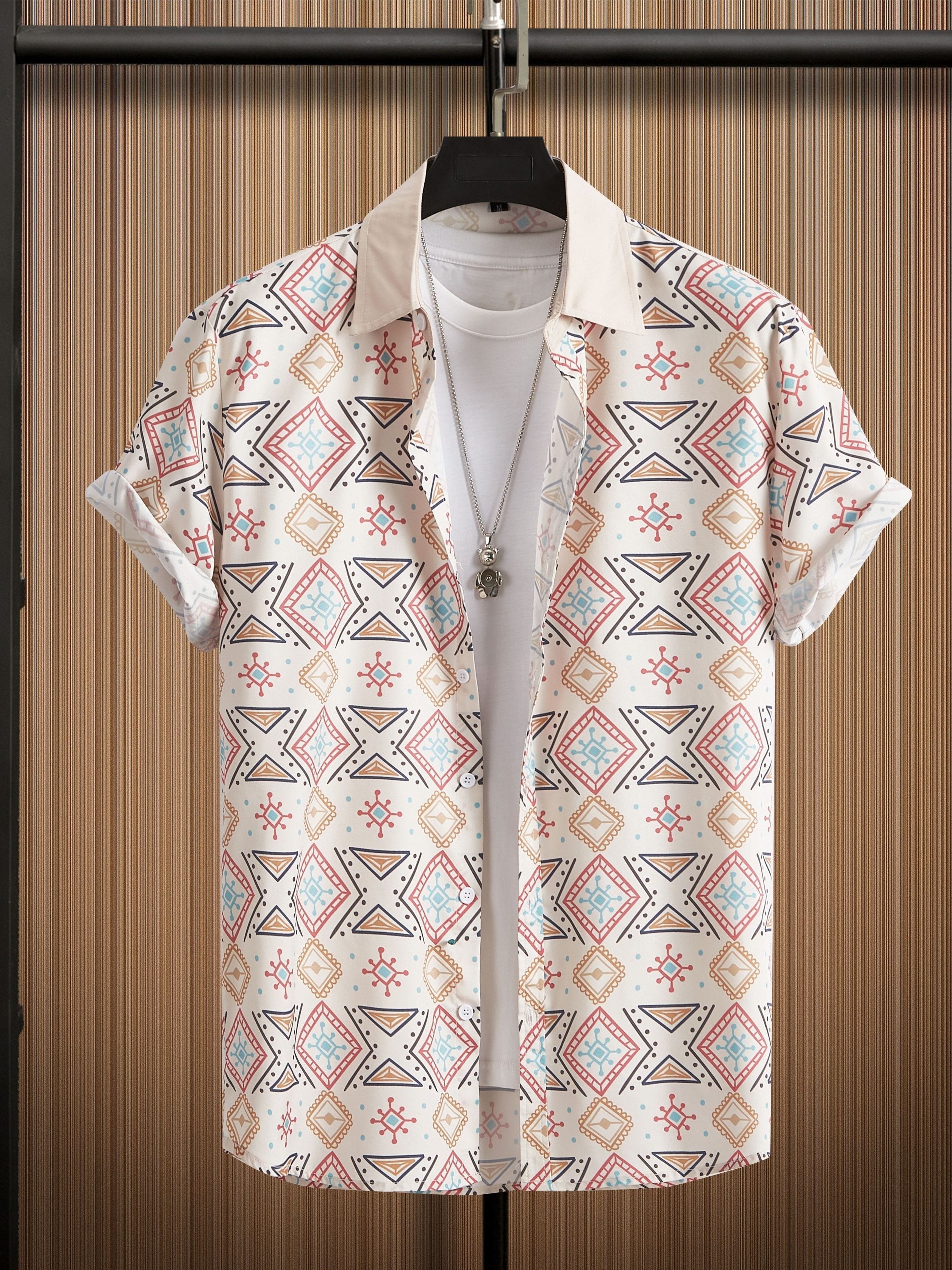 Retro Herrenhemd – Boho Stil Kurzarm für Sommerurlaub