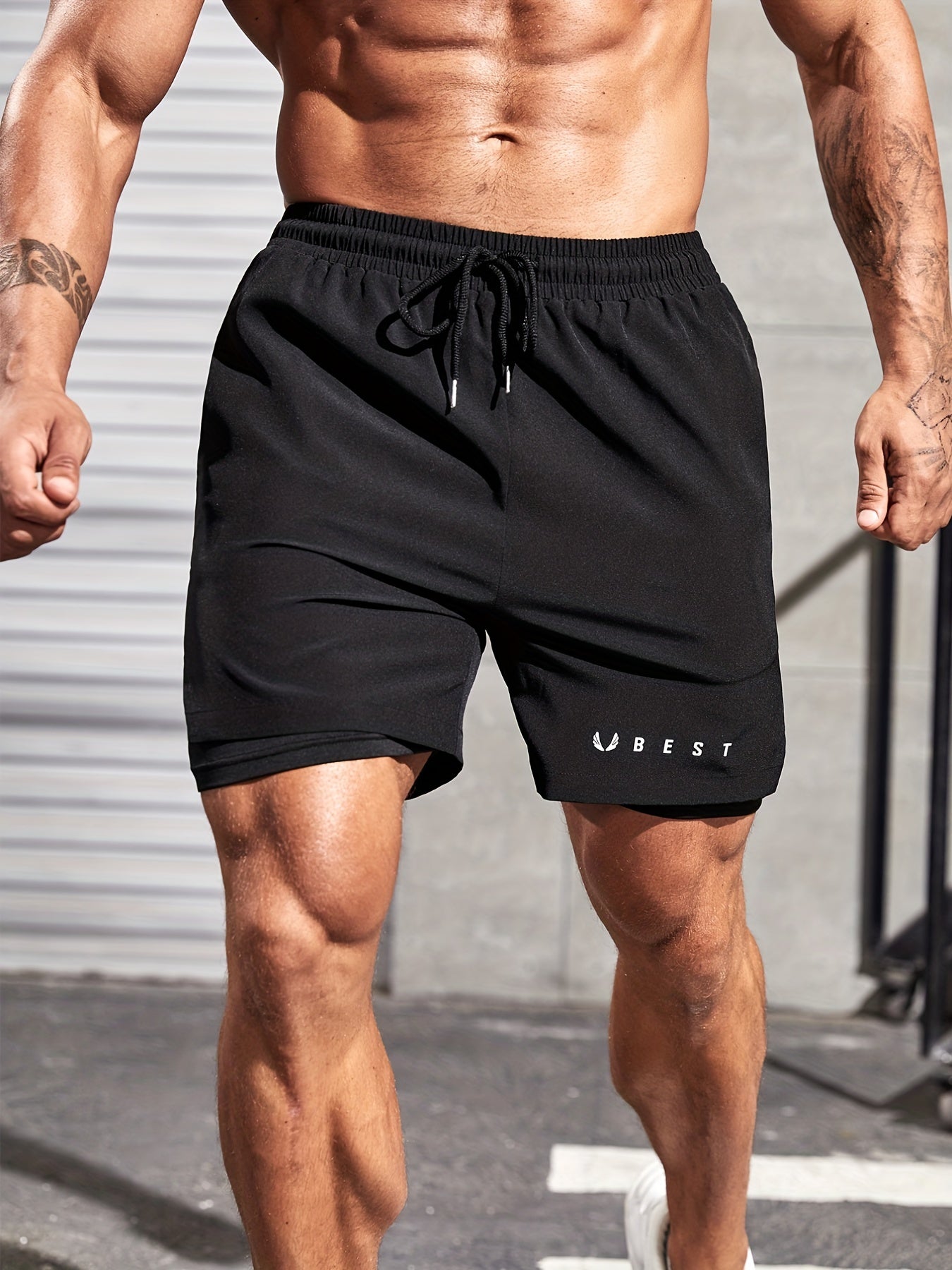 Doppellagige Herren Sport Shorts – Mit Kordel für Outdoor Aktivitäten