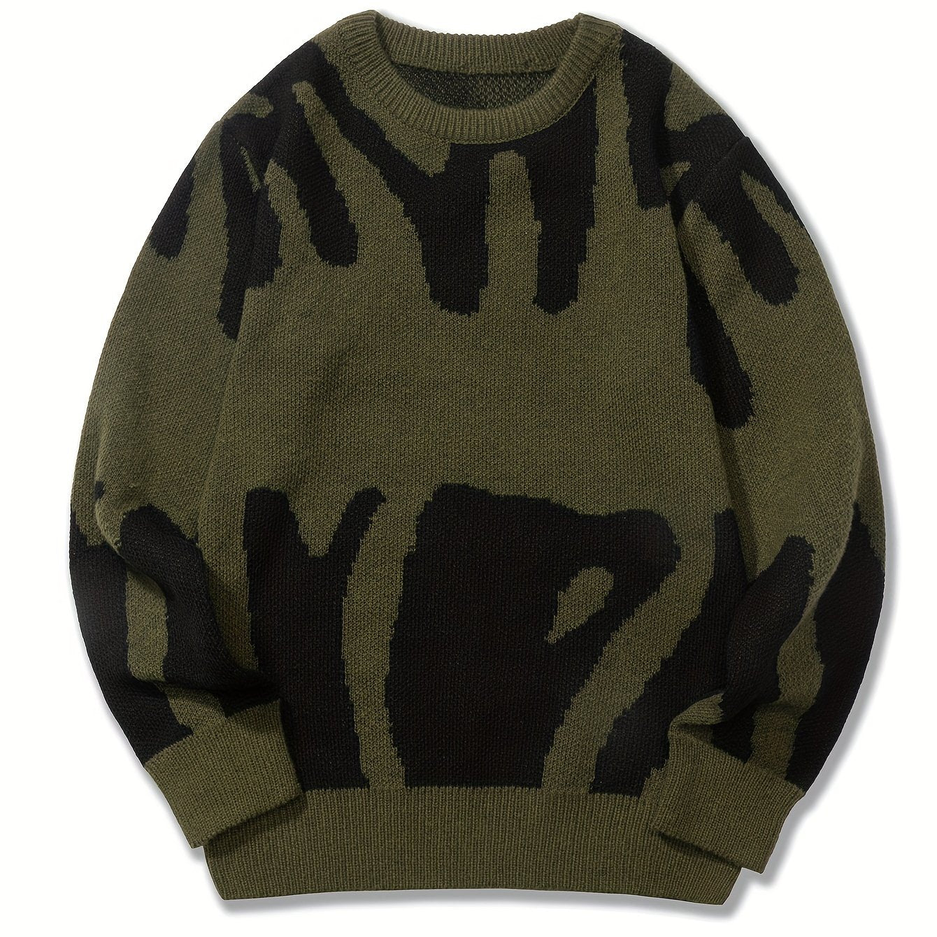 Knit Sweater Herren – K-Pop Style Pulli mit Print & Rundhals