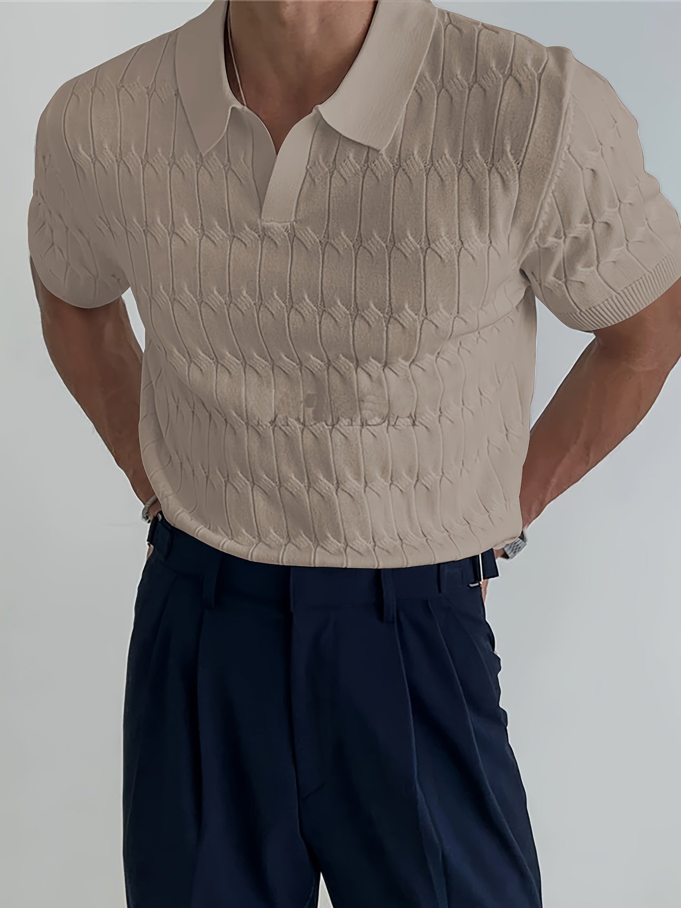 Klassischer Herrenstrick – Atmungsaktives Poloshirt mit Kragen