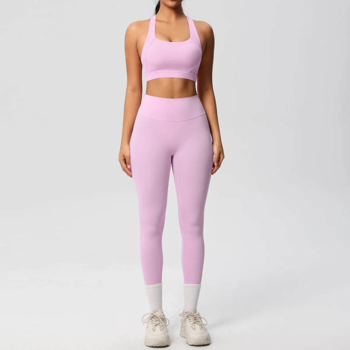 2er-Set Damen Patchwork Yoga-Set – Top & Leggings
