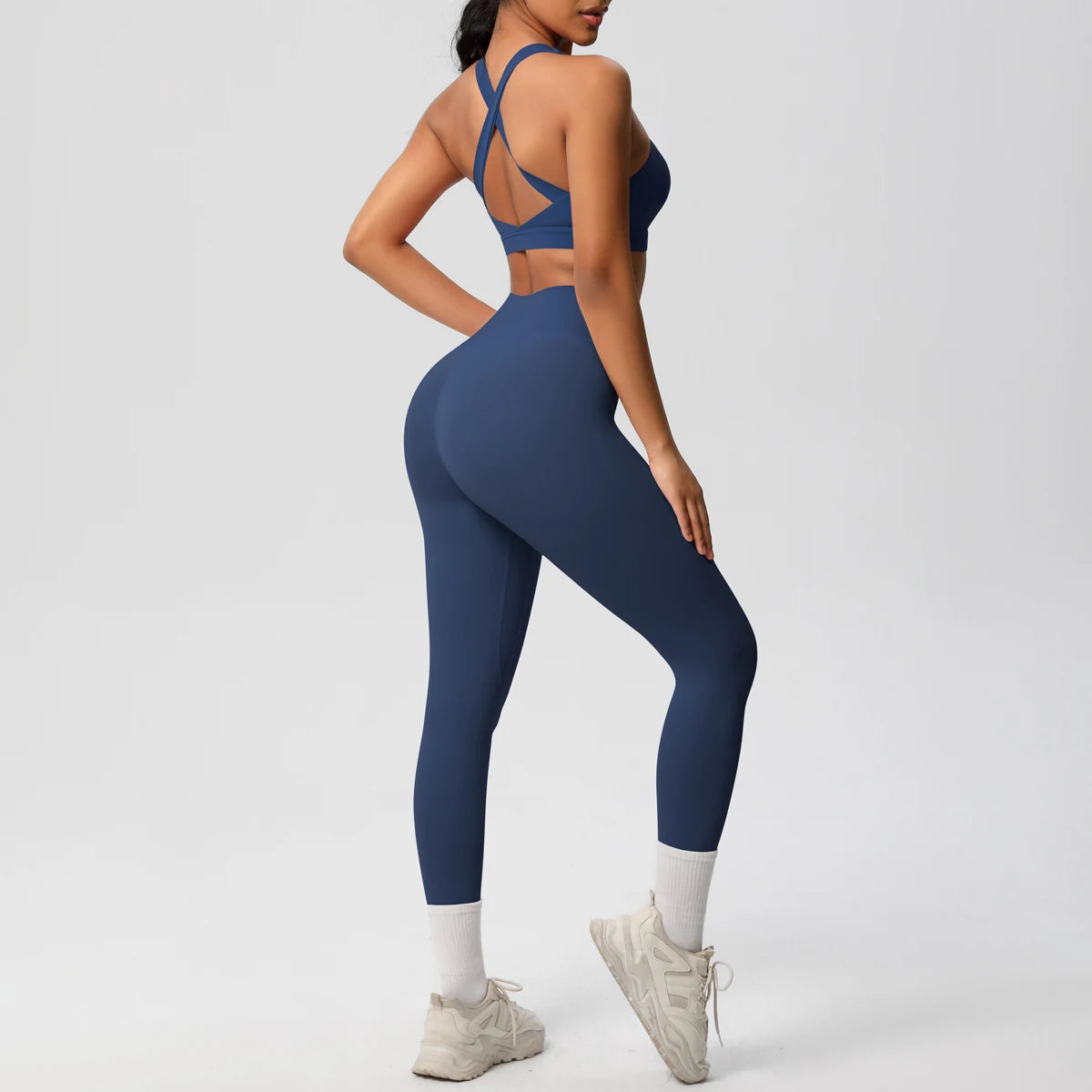 2er-Set Damen Patchwork Yoga-Set – Top & Leggings