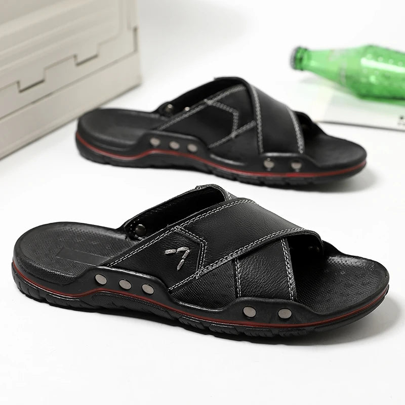 Herren-Ledersandalen (Slipper-Stil)