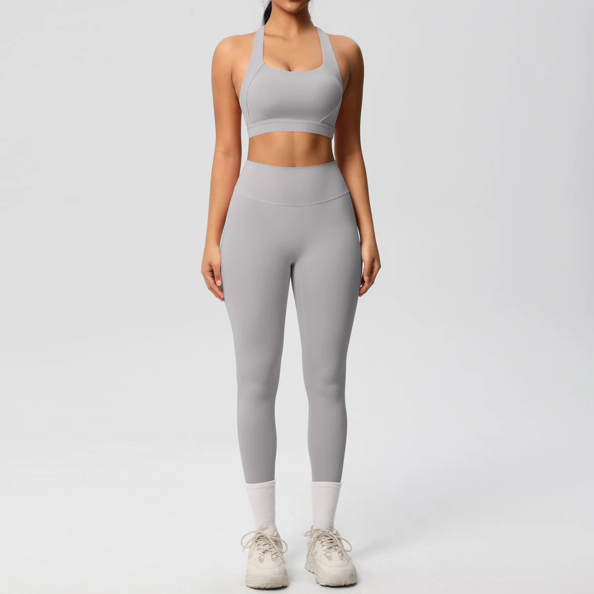 2er-Set Damen Patchwork Yoga-Set – Top & Leggings