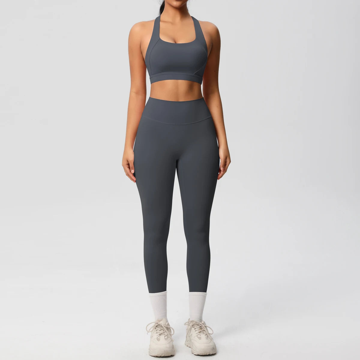 2er-Set Damen Patchwork Yoga-Set – Top & Leggings