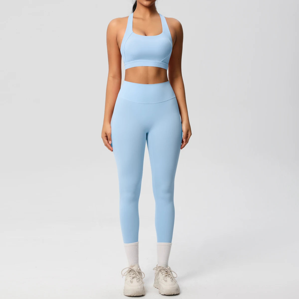 2er-Set Damen Patchwork Yoga-Set – Top & Leggings