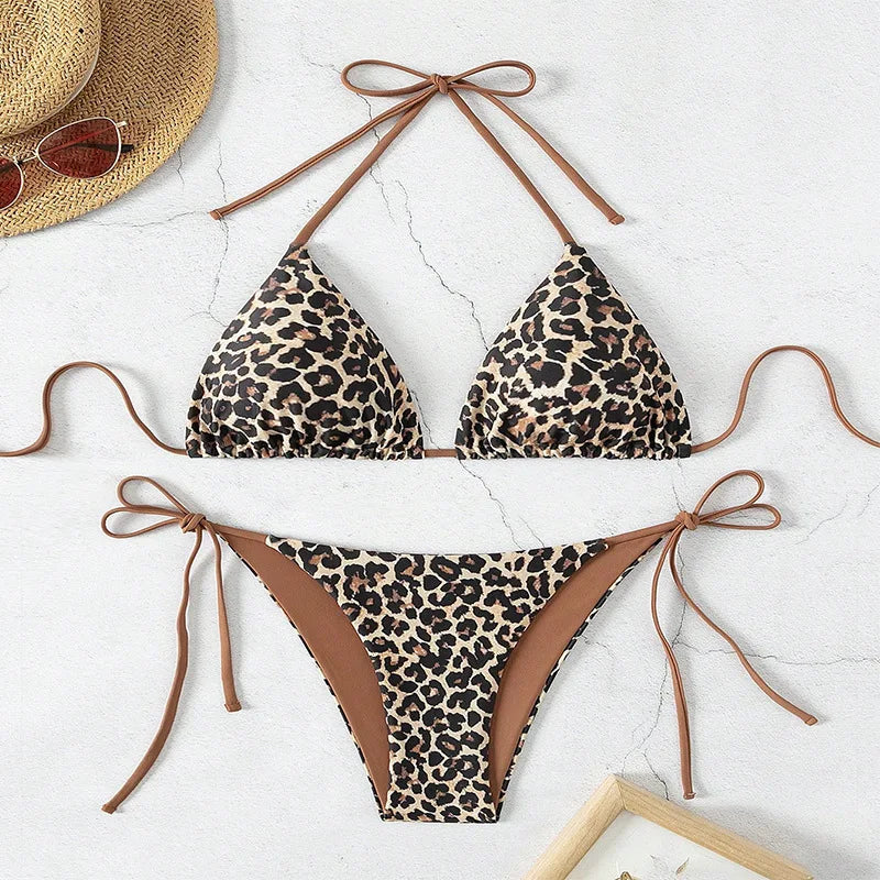 2-teiliges Badeanzug-Set mit Leopardenmuster