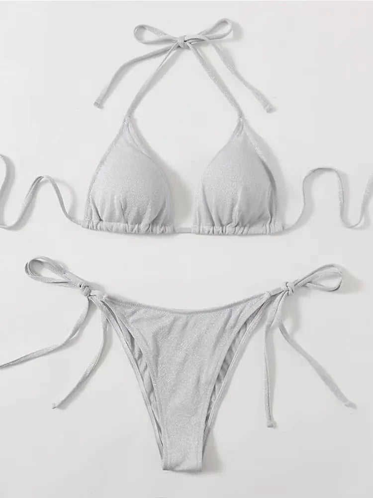 2-teiliges Glanz-Bikini-Set