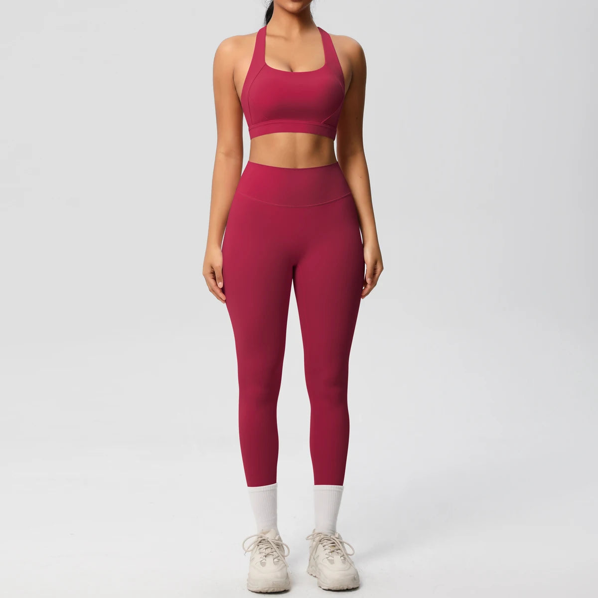 2er-Set Damen Patchwork Yoga-Set – Top & Leggings