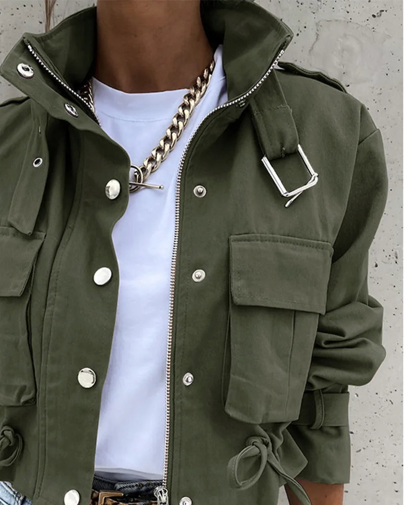 Y2K Damen-Jacke mit Kragen