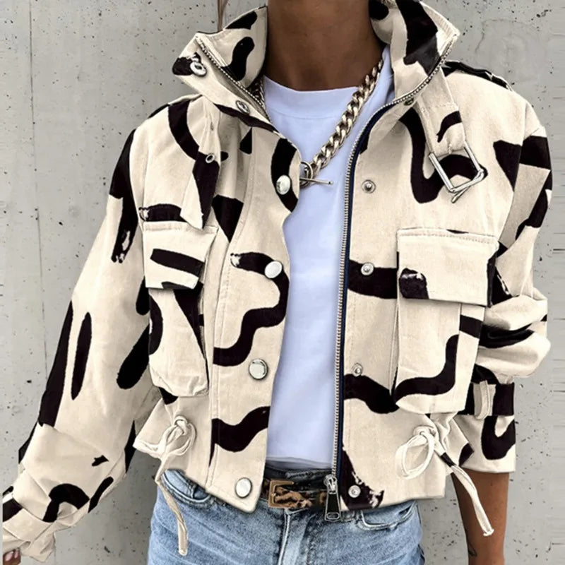 Damen Übergangsjacke – Eleganter Slim Fit Mantel mit Rundhalsausschnitt, Knopfverschluss & Taschen | Streetwear für Herbst & Winter