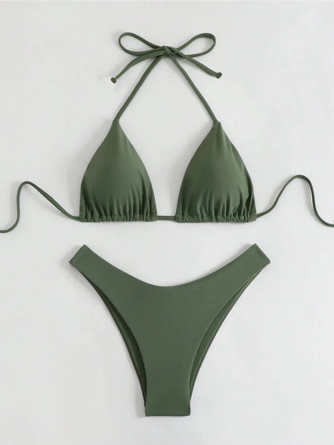 Halterneck-String-Bikini-Set
