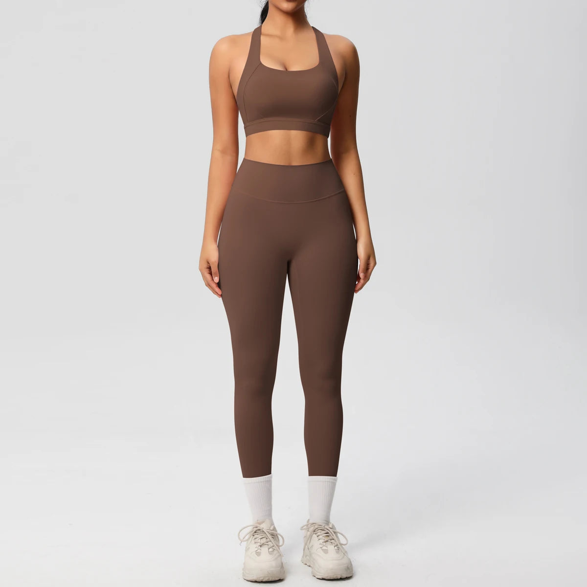 2er-Set Damen Patchwork Yoga-Set – Top & Leggings