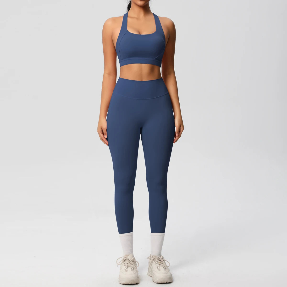2er-Set Damen Patchwork Yoga-Set – Top & Leggings