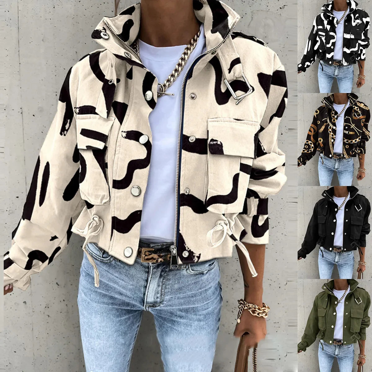 Y2K Damen-Jacke mit Kragen