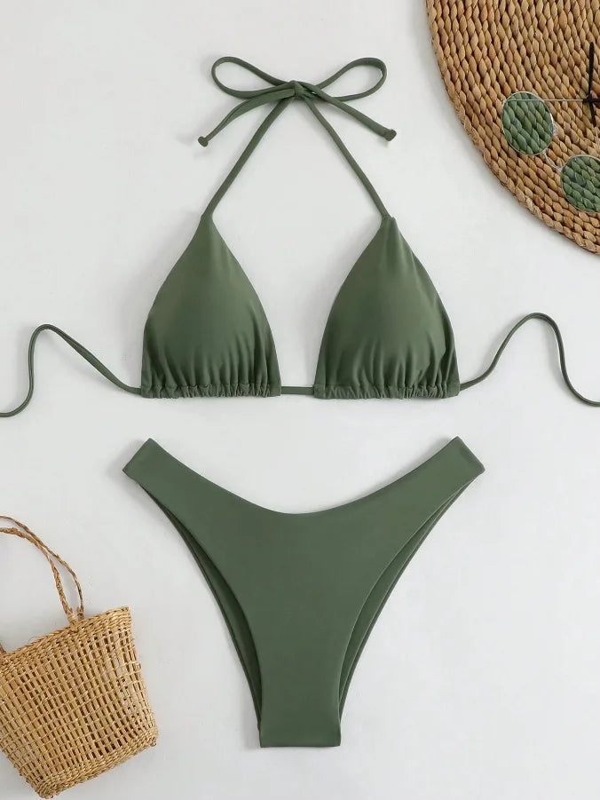 Halterneck-String-Bikini-Set