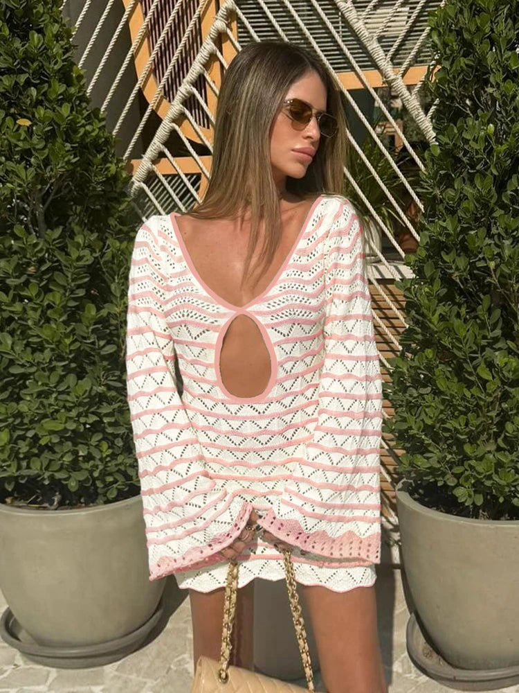 Sexy Boho-Minikleid mit Streifen