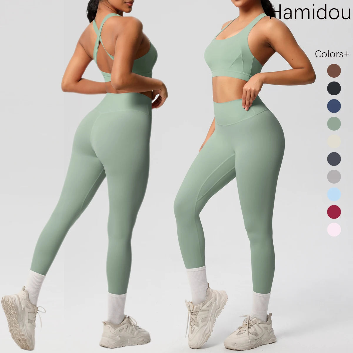 2er-Set Damen Patchwork Yoga-Set – Top & Leggings