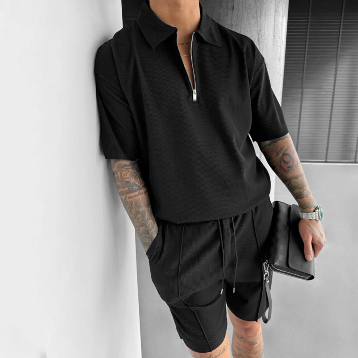 Sommer-Set für Herren: Polo mit Reißverschluss & Shorts