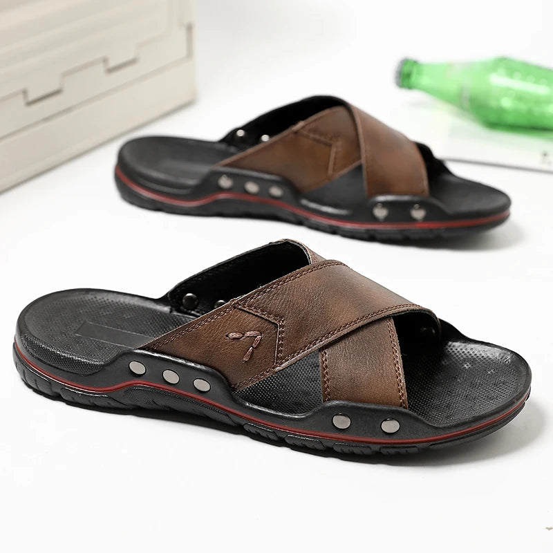 Herren-Ledersandalen (Slipper-Stil)