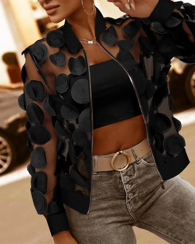 Damenjacke aus transparentem Mesh