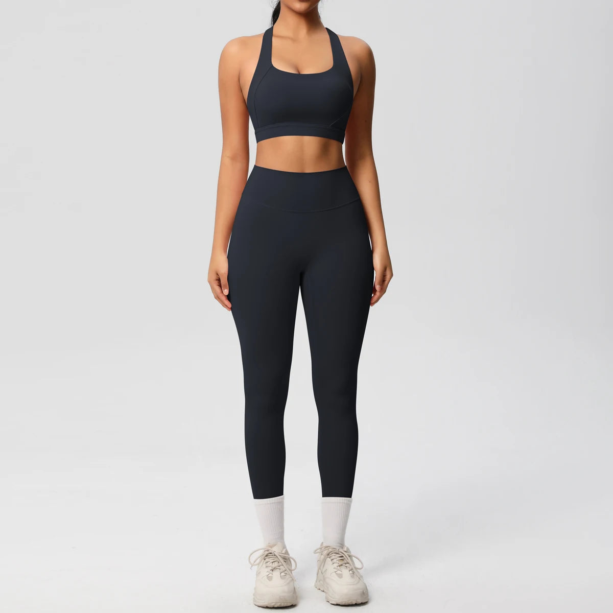 2er-Set Damen Patchwork Yoga-Set – Top & Leggings
