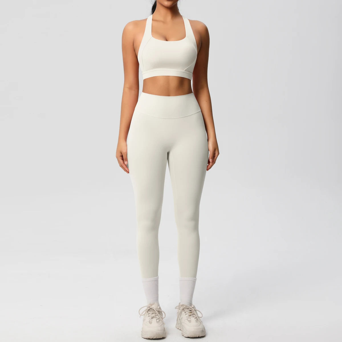 2er-Set Damen Patchwork Yoga-Set – Top & Leggings
