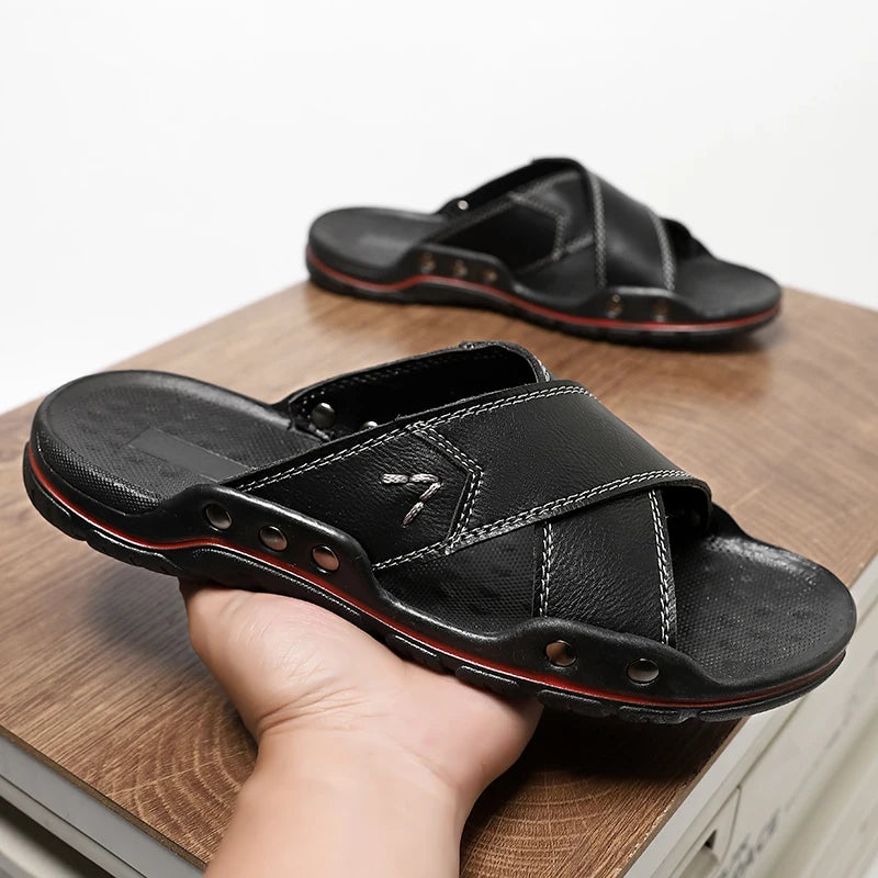 Herren-Ledersandalen (Slipper-Stil)
