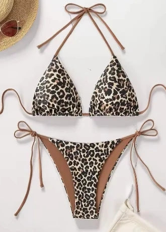 2-teiliges Badeanzug-Set mit Leopardenmuster