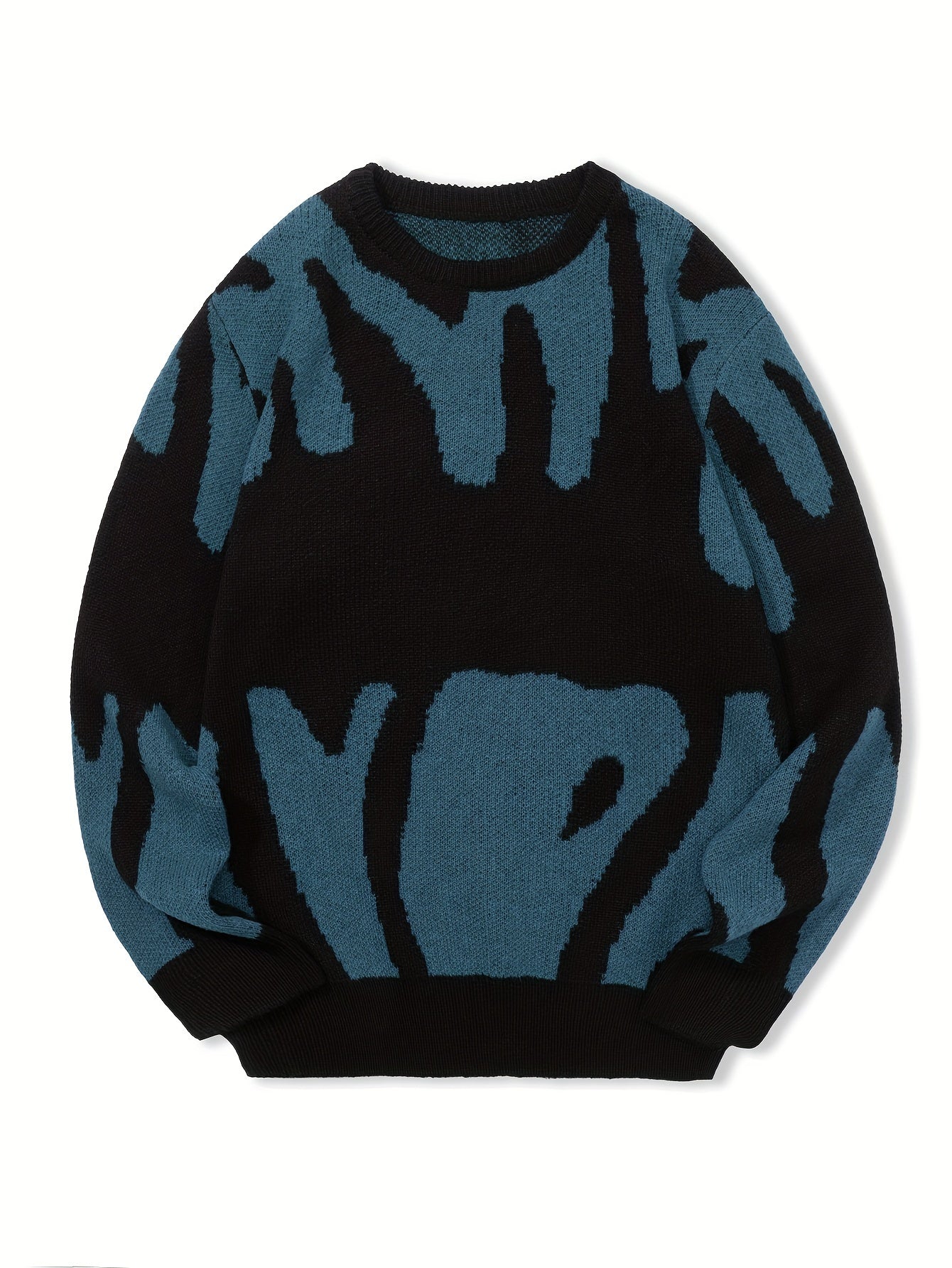 Knit Sweater Herren – K-Pop Style Pulli mit Print & Rundhals