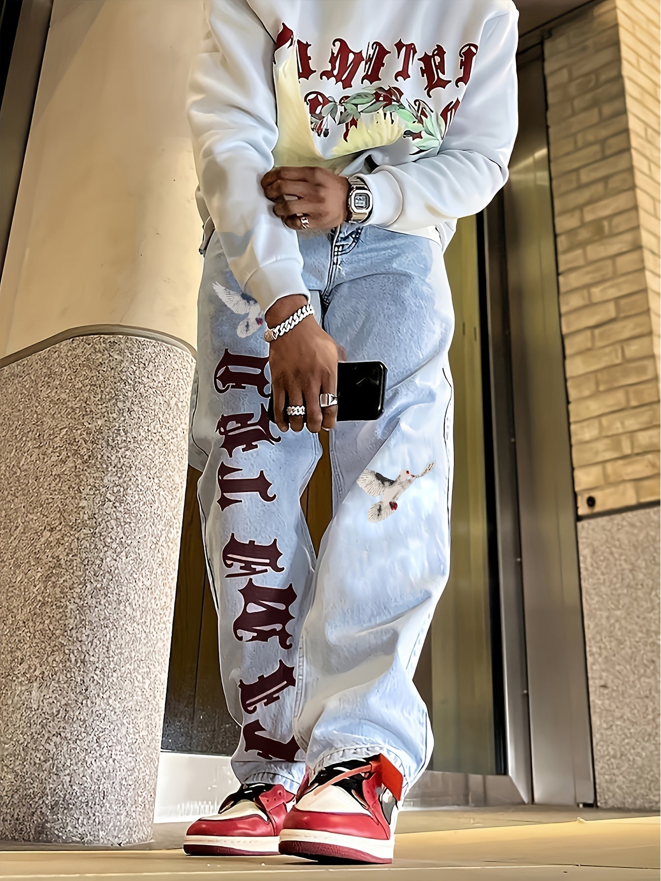 Baggy Herrenjeans – Dove Print & Street Style mit Stretch